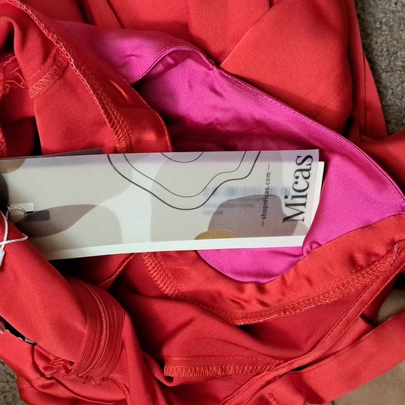 Micas Two-tone Satin Red Dress NWT - Picture 11 of 13